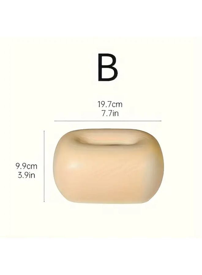 Beige Ceramic Tissue Box Holder With Soft Lining For Living Room And Bathroom Decor - Image 5